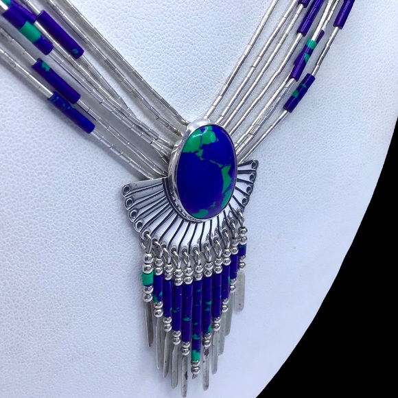 🌺Vintage Navajo Azurite Malachite Necklace - Picture 11 of 16